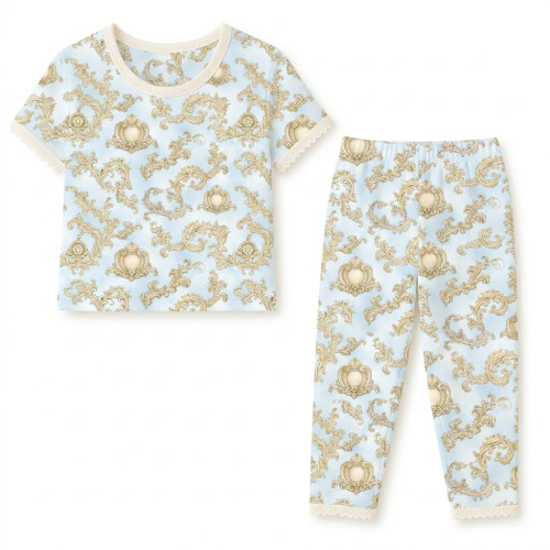 Елегантний комплект з футболкою та прямими штанами  100% Supima Cotton PW104 · ROYAL BLUSH BLUE