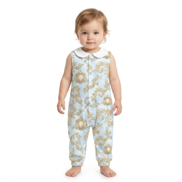 Довгий пісочник з рукавами i комерцем з бавовни Supima R009CL ROYAL BLUSH BLUE