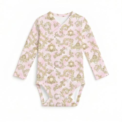 Боді Kimono з довгим рукавом для немовлят BLS004 ROYAL BLUSH PINK