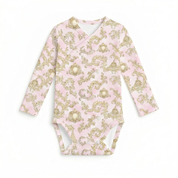 Боді Kimono з довгим рукавом для немовлят BLS004 ROYAL BLUSH PINK