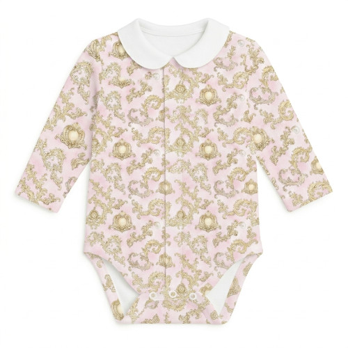 Боді Передня застібка з довгим рукавом i комiрцем для немовлят BLS005CL  ROYAL BLUSH PINK