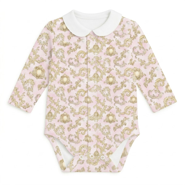 Боді Передня застібка з довгим рукавом i комiрцем для немовлят BLS005CL  ROYAL BLUSH PINK