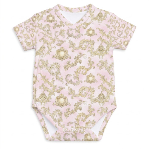 Боді Kimono з кортким рукавом для немовлят BSHL004  ROYAL BLUSH PINK