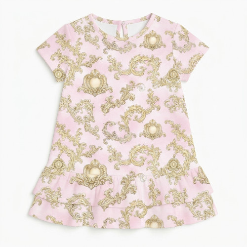 Сукня  з коротким рукавом і оборкою з бавовни Supima DR002 ROYAL BLUSH PINK