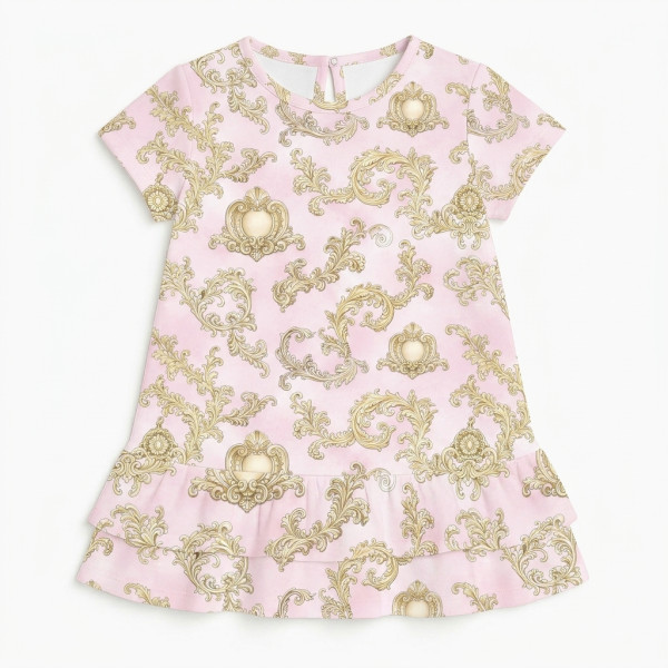 Сукня  з коротким рукавом і оборкою з бавовни Supima DR002 ROYAL BLUSH PINK