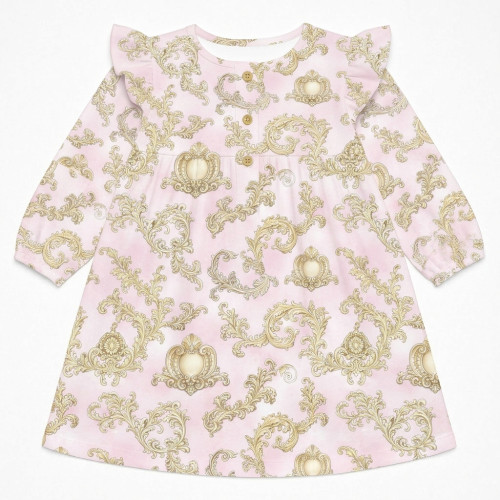 Чарівна нічна сукня з рюшами та довгим рукавом з бавовни Supima DR016 ROYAL BLUSH PINK