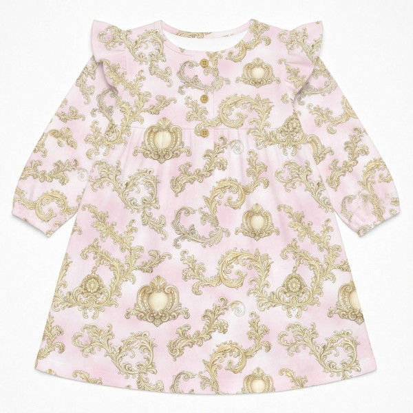 Чарівна нічна сукня з рюшами та довгим рукавом з бавовни Supima DR016 ROYAL BLUSH PINK