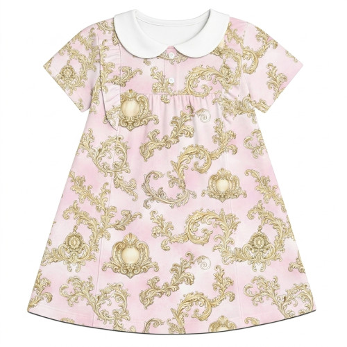 Сукня  з коротким рукавом і оборкою i комірцем з бавовни Supima DR018CL ROYAL BLUSH PINK