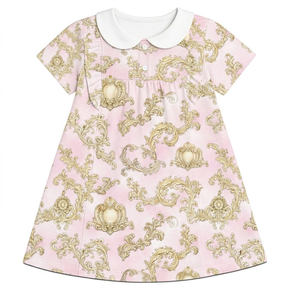 Сукня  з коротким рукавом і оборкою i комірцем з бавовни Supima DR018CL ROYAL BLUSH PINK