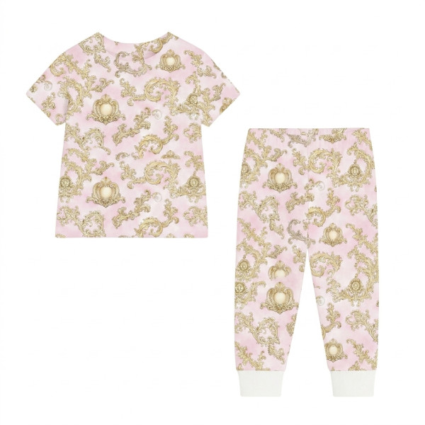 Піжама з візерунком із супіма бавовни PJ008 ROYAL BLUSH PINK