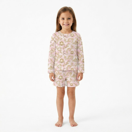 Комплект топ и шорты с принтом из хлопка Supima PJ010 ROYAL BLUSH PINK