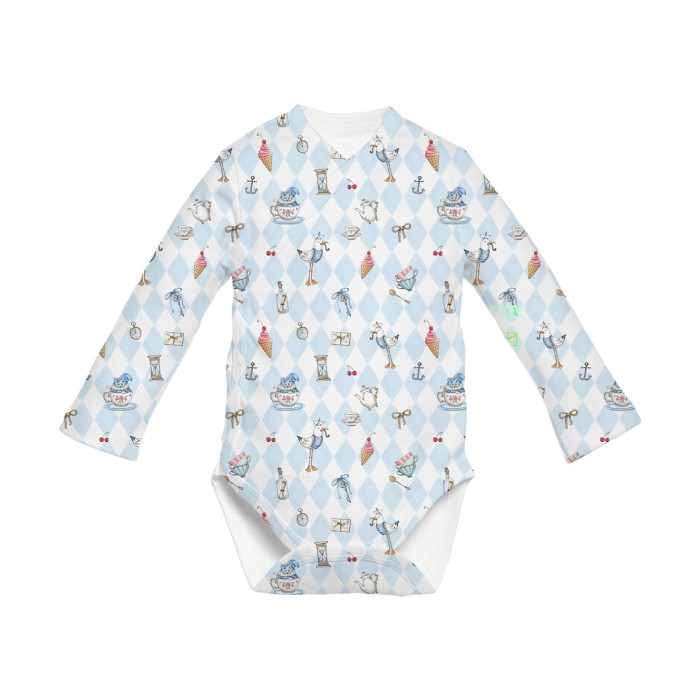 Боді Kimono з довгим рукавом для немовлят BLS004 Diamond Blue