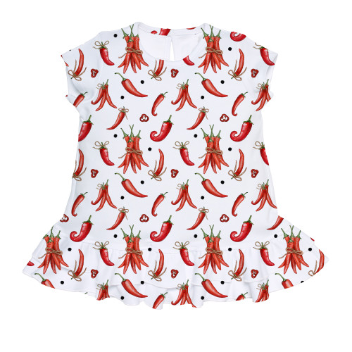 Сукня  з коротким рукавом і оборкою з бавовни Supima DR002 Chilli