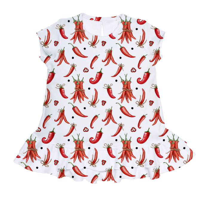Сукня  з коротким рукавом і оборкою з бавовни Supima DR002 Chilli