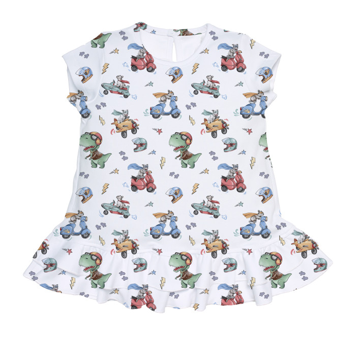 Сукня  з коротким рукавом і оборкою з бавовни Supima DR002 Superheroes