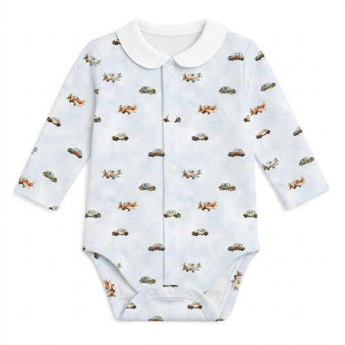 Боді Передня застібка з довгим рукавом i комiрцем для немовлят BLS005CL  VELVET WATERCOLOR