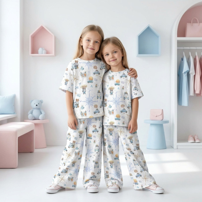 Дитячий сет з футболкою oversize та штанами палаццо PJ030 100% Pima Cotton