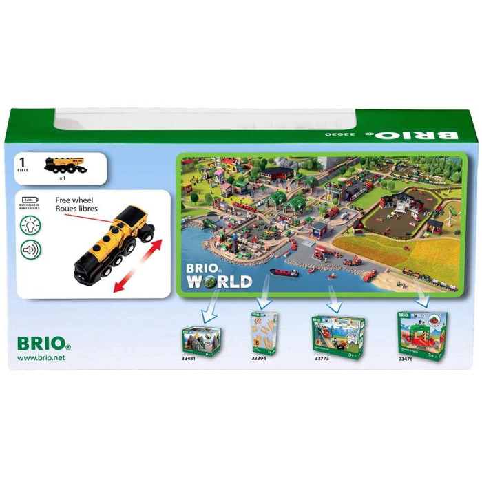 Могутній золотий локомотив для залізниці BRIO на батарейках (33630)