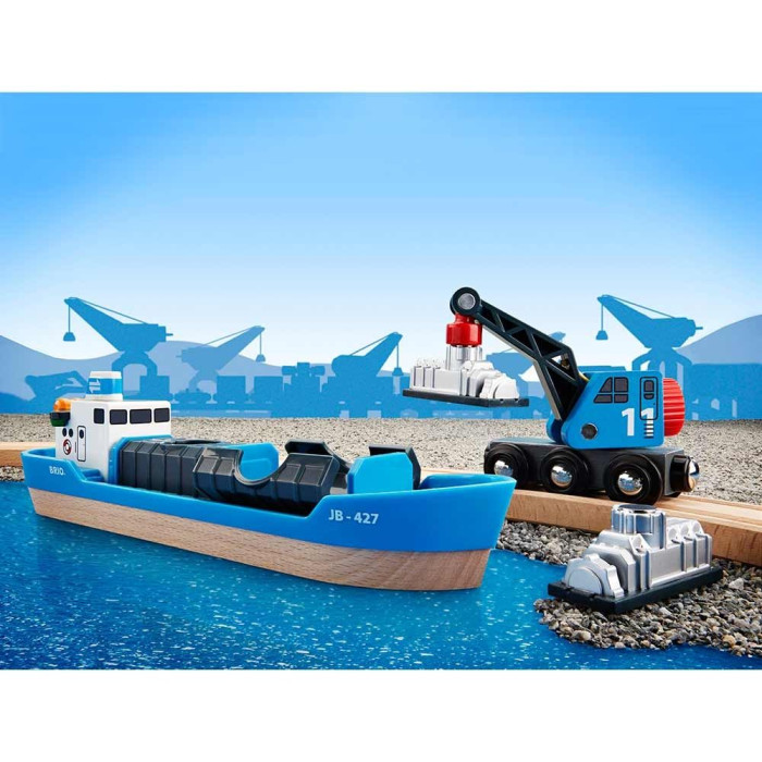 Корабель для залізниці BRIO з вагоном-краном (33534)