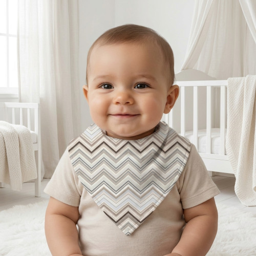Слинявчик-бандана трикутної форми для немовлят Bib001 Zig Zag Chocolate