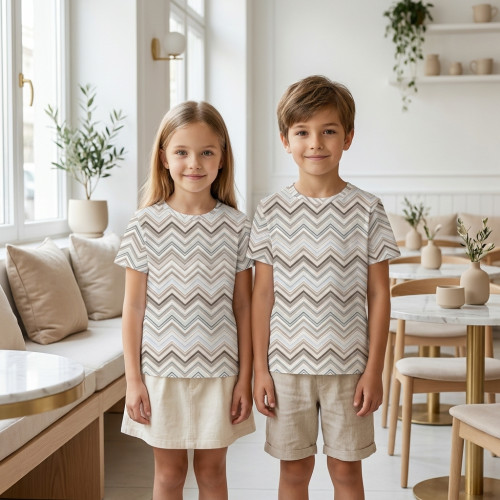 Футболка з коротким рукавом для хлопчиків та дівчаток TSH001 Zig Zag Chocolate