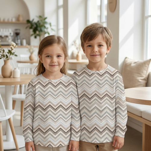 Футболка з довгим рукавом для хлопчиків та дівчаток TSH002 Zig Zag Chocolate