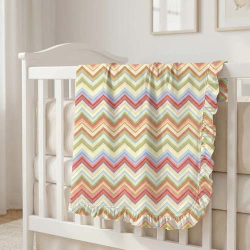 Двошарова дитяча ковдра з рюшей BL002  ZIG ZAG COLORFUL