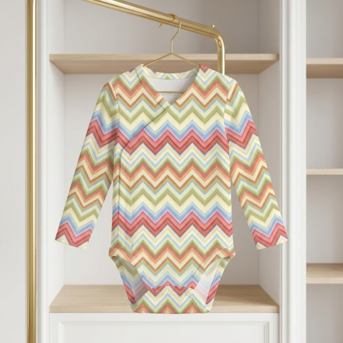 Боді Kimono з довгим рукавом для немовлят BLS004 ZIG ZAG COLORFUL