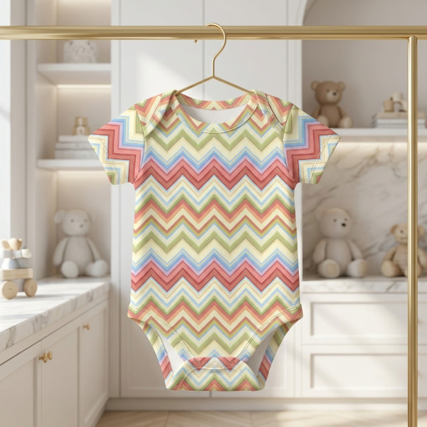 Боді з коротким рукавом для немовлят BSHL001  ZIG ZAG COLORFUL