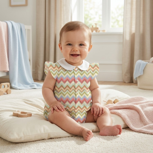Пісочник із бавовни Supima з крильцями i з комірцем R007CL ZIG ZAG COLORFUL