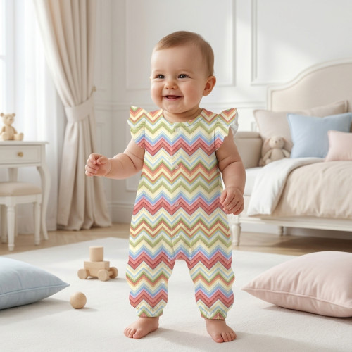 Довгий пісочник із крильцями з бавовни Supima R011 ZIG ZAG COLORFUL