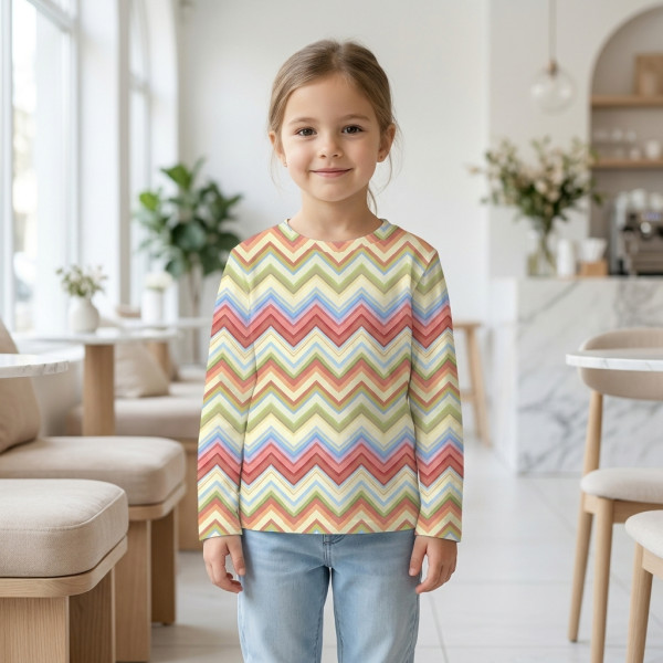 Футболка з довгим рукавом для хлопчиків та дівчаток TSH002 ZIG ZAG COLORFUL