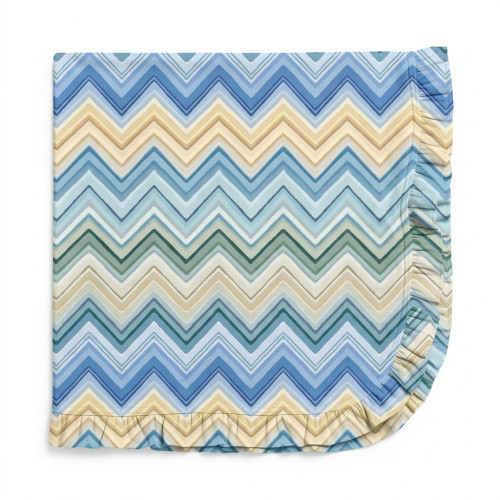 Двухслойное одеяльце-пеленка с рюшей для малышей BL002  ZIG ZAG JEANS