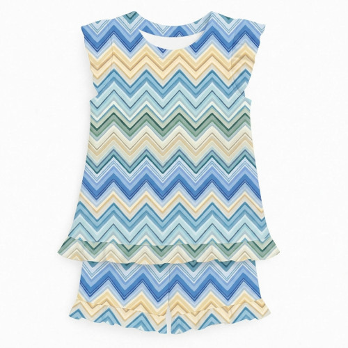 Коротка піжама для дівчаток  з рюшами  із бавовни Supima PJ007 ZIG ZAG JEANS