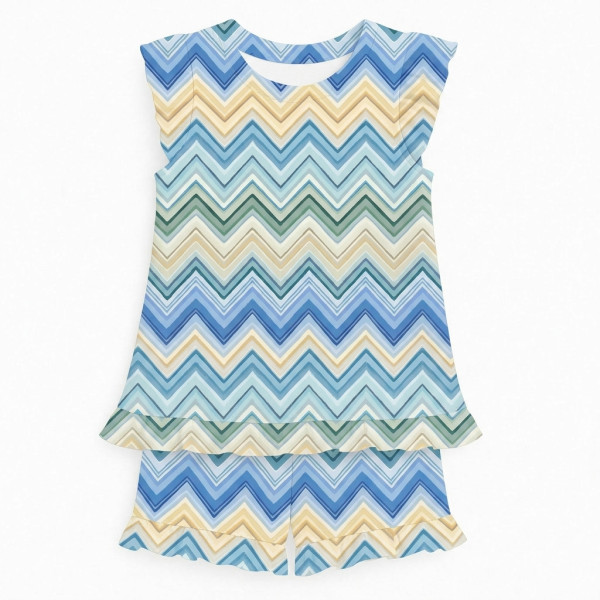Коротка піжама для дівчаток  з рюшами  із бавовни Supima PJ007 ZIG ZAG JEANS