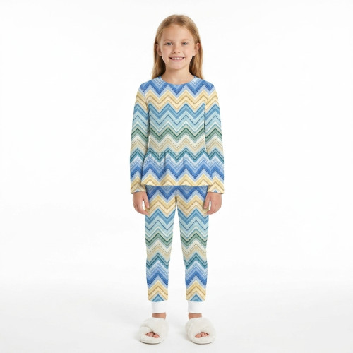 Пижама для девочек из хлопка Supima с длинным рукавом — модель PJ009 ZIG ZAG JEANS