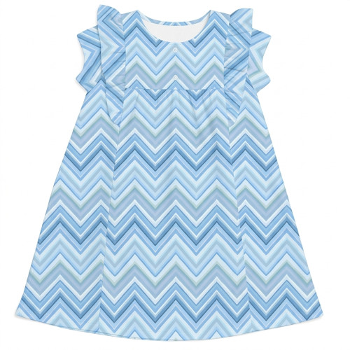 Платье с коротким рукавом и оборкой из хлопка Supima DR018 ZIG ZAG OCEAN