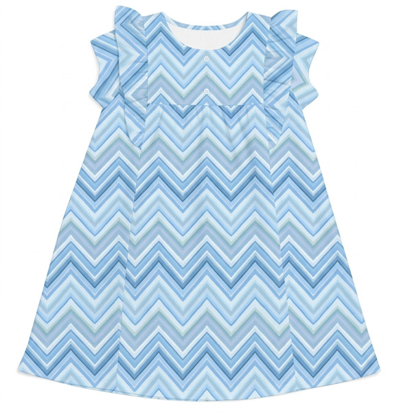 Сукня  з коротким рукавом і оборкою з бавовни Supima DR018 ZIG ZAG OCEAN