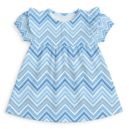 Платье с коротким рукавом и оборкой из хлопка Supima DR019 ZIG ZAG OCEAN
