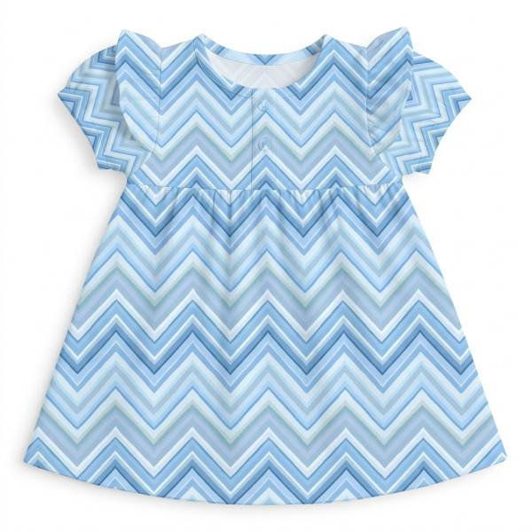 Сукня  з коротким рукавом і оборкою з бавовни Supima DR019 ZIG ZAG OCEAN
