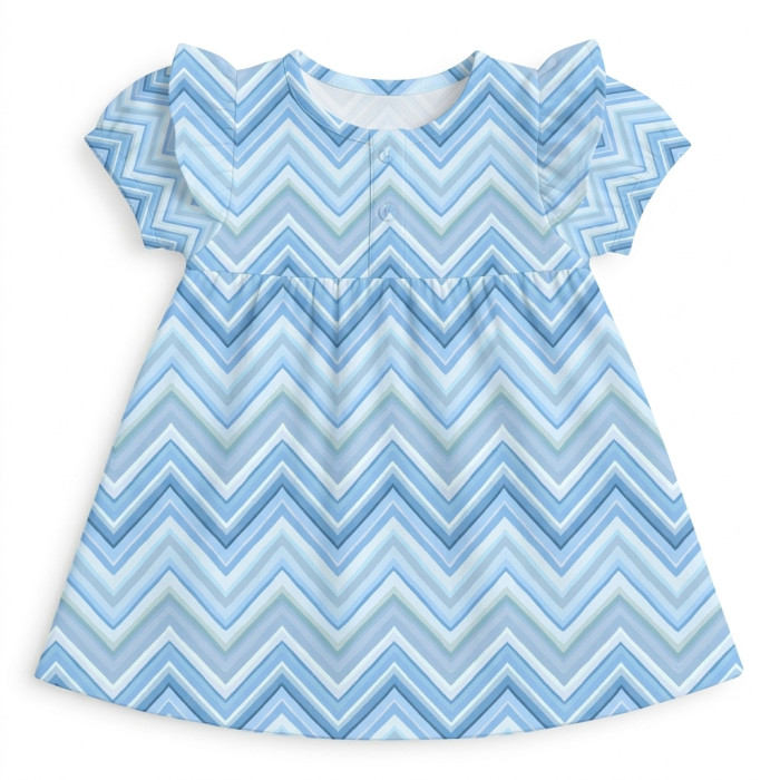 Платье с коротким рукавом и оборкой из хлопка Supima DR019 ZIG ZAG OCEAN
