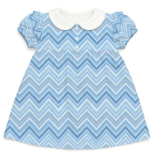 Платье с коротким рукавом и оборкой из хлопка Supima DR019CL ZIG ZAG OCEAN