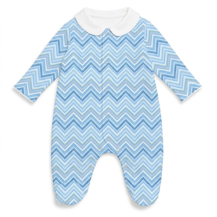 Слип с воротничком из 100% хлопка Pima — модель K063 ZIG ZAG OCEAN