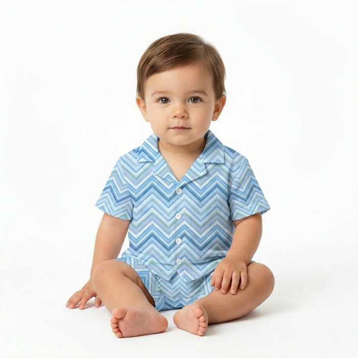 Дитяча піжама з коротким рукавом і шортами PJ023 ZIG ZAG OCEAN