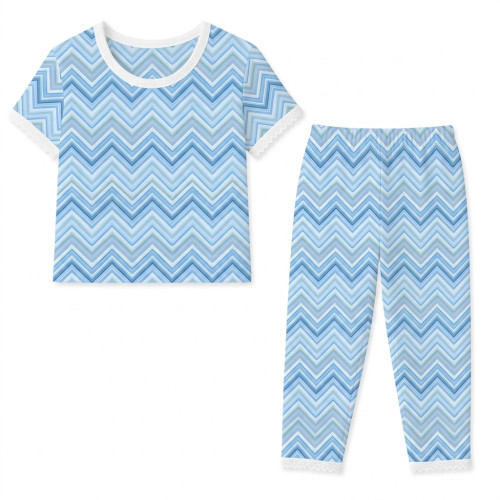 Элегантный комплект с футболкой и прямыми брюками  100% Supima Cotton PW104 ZIG ZAG OCEAN