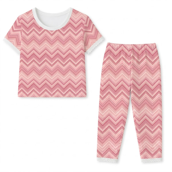 Елегантний комплект з футболкою та прямими штанами  100% Supima Cotton PW104 · ZIG ZAG POWDER