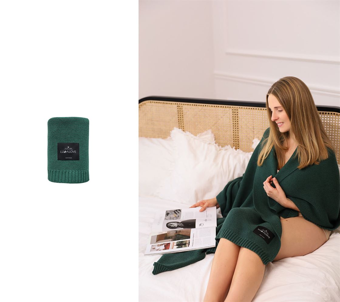 Великий бамбуковий плед LULLALOVE Classic Bottle Green 160х120 см