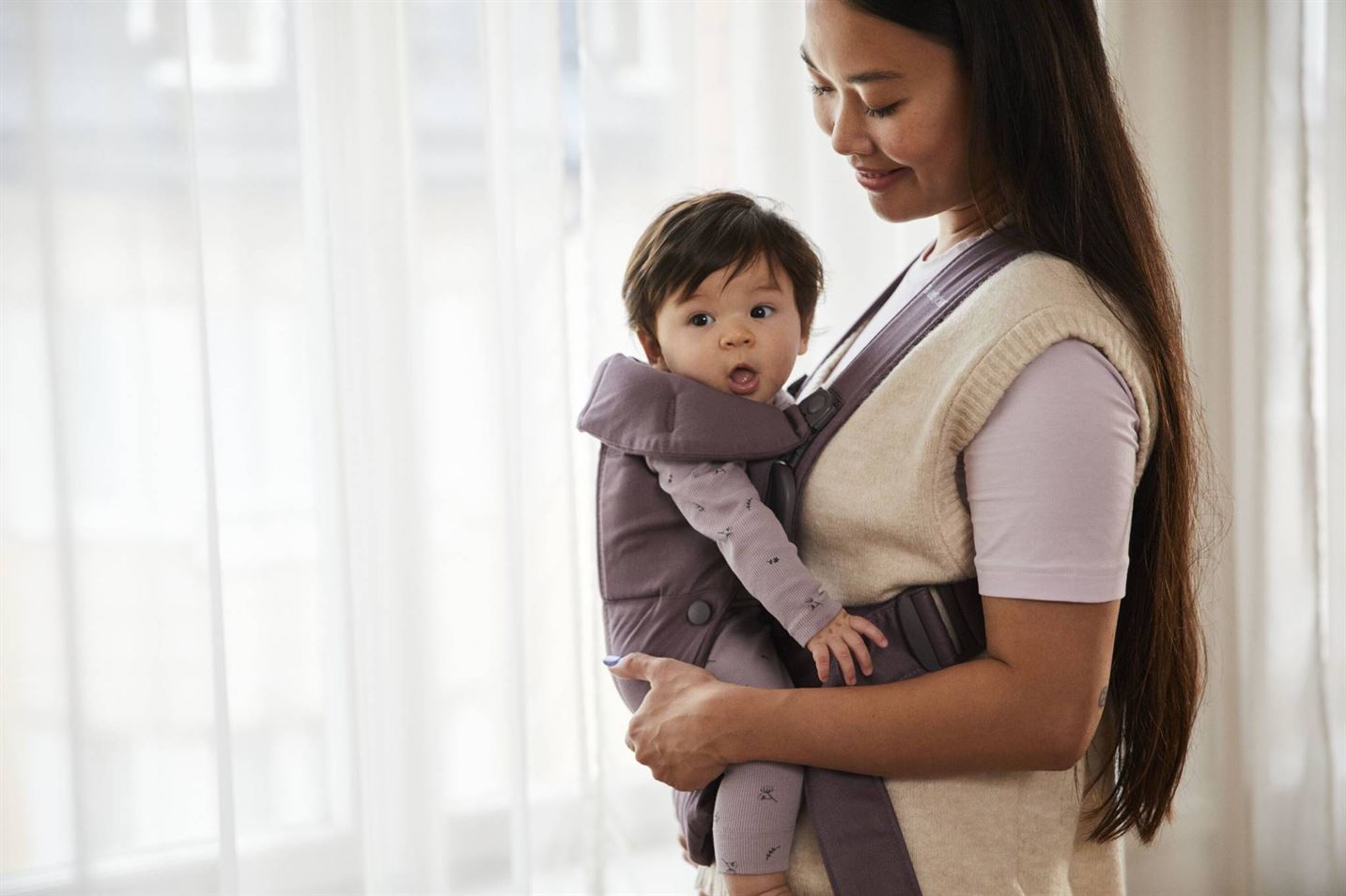Рюкзак-кенгуру для немовлят BabyBjorn MINI Cotton Dark Purple