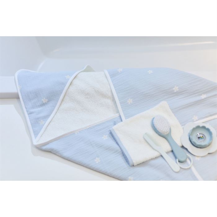 Рушник з капюшоном Childhome 80x80 flower blue, арт. CCBCMBF