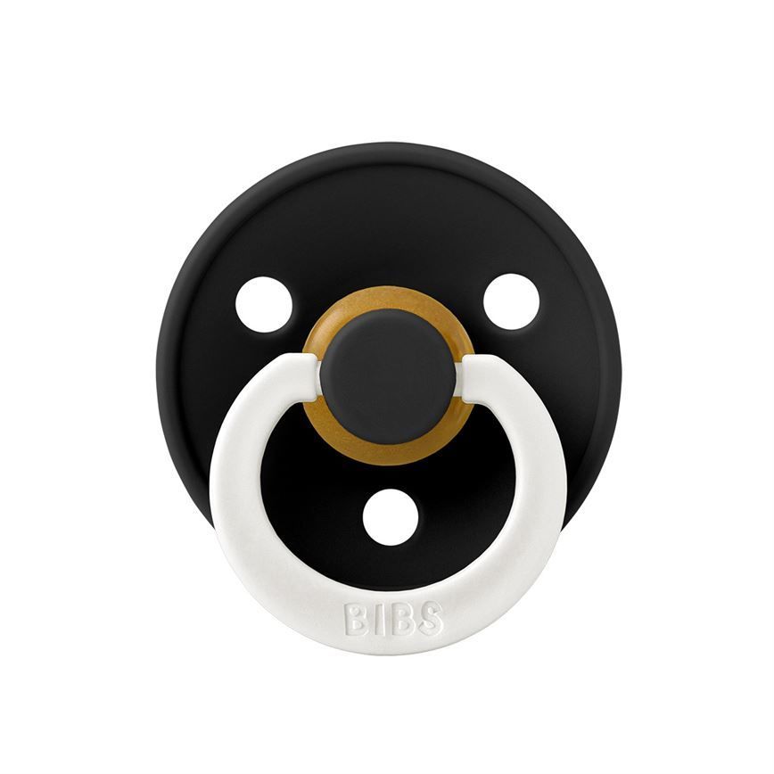 Соска пустушка BIBS Colour Latex Round (кругла) – Black GLOW (світиться в темряві)